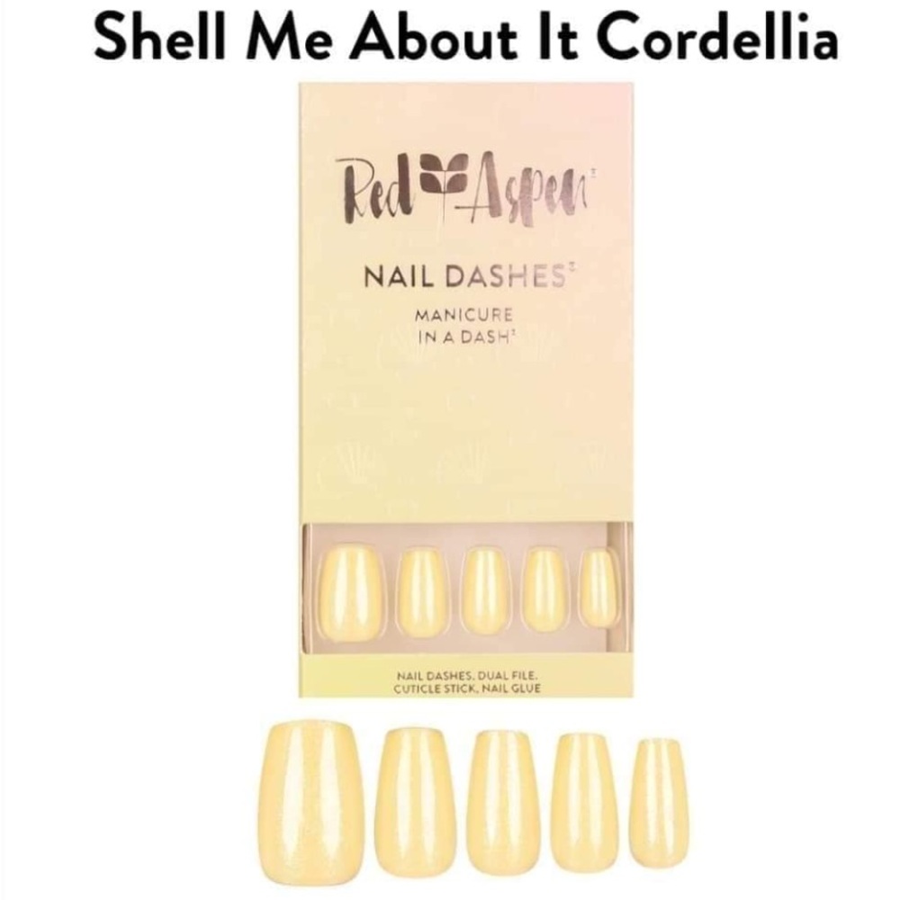 𝙍𝙚𝙙 𝘼𝙨𝙥𝙚𝙣 Press-On Nails Medium Coffin - Yellow Shell Me About It
